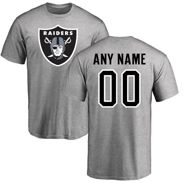 Men Oakland Raiders NFL Pro Line Ash Custom Name and Number Logo T-Shirt->->Sports Accessory